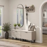 Roomart Nord Vestiyer Takımı Askılıklı, Kapaklı Bench, Modüler, Oval Aynalı Portmanto Takımı - Kumtaşı
