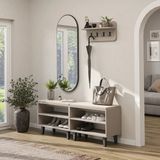 Roomart Nord Vestiyer Takımı Askılıklı, Modüler, Bench, Oval Aynalı Portmanto Takımı - Kumtaşı