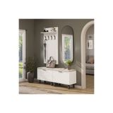 ROOMART Nord Vestiyer Takımı Lambri Askılıklı, 2 adet Kapaklı Bench, Modüler, Oval Aynalı Portmanto Takımı