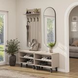 Roomart Nord Vestiyer Takımı Lambri Askılıklı, Bench, Modüler, Oval Aynalı Portmanto Takımı - Kumtaşı