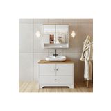 Roomart Oval Lavabolu Mat Beyaz Mdf 100 Cm Cekmeceli Banyo Dolabi + Aynali Ust Dolabi