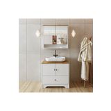Roomart Oval Lavabolu Mat Beyaz Mdf 80 Cm Çekmeceli Banyo Dolabı Aynalı Üst Dolabı