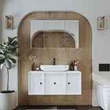 ROOMART Oval Lavabolu Mat Mdf 105 Cm Çekmeceli Banyo Dolabı + Aynalı Üst Dolabı