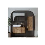 Roomart Oval Lavabolu Mat Mdf 90 cm Çekmeceli Banyo Dolabı + Aynalı Üst Dolabı + Boy Dolabı