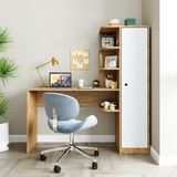 Roomart Roma Modern Tasarımlı Raflı Çalışma Masası Çalışma Ofis Masası Sağ Dolap Atlantik Çam Suntalam Malzemeden Üretilmiş 143 cm - Atlantik Çam - Beyaz