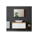 Roomart Roomart Tm7.2 Ayaksiz 2 Kapakli Lavabolu Ahsap-Mat Beyaz Mdf 100 Cm Banyo Dolabi+Aynali Ust Dolabi