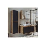 Roomart Roomarttm7.3 Lavabolu Ahsap-Antrasit Mdf 100Cm Banyo Dolabi+Aynali Banyo Ust Dolabi+Banyo Boy Dolabi