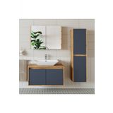 Roomart Roomarttm7.3 Lavabolu Ahsap-Antrasit Mdf 85 Cm Banyo Dolabi+ Aynali Banyo Ust Dolabi+Boy Dolabi