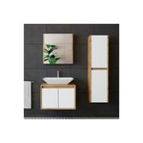 Roomart Roomarttm7.3 Lavabolu Ahsap-Mat Beyaz Mdf 65 Cm Banyo Dolabi+Aynali Ust Dolabi+ Boy Dolabi