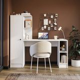 Roomart Stilo Bilgisayar Masası, Raflı Çalışma Masası , Çalışma Ofis Masası, Ders Yemek Masası 50X155 cm - Sol Kitaplık - Beyaz
