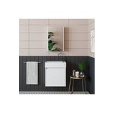 ROOMART Tek Kapaklı Lavabolu Mat Beyaz 50cm Banyo Dolabı Aynalı Üst Dolabı Tuvalet Kâğıtlığı Tuvalet Standı