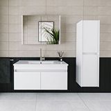 Roomart Tm3 Ayaksız 2 Kapaklı Lavabolu Beyaz Mdf 100 Cm Banyo Dolabı Aynalı Üst Dolap Boy Dolabı Bute Beyaz