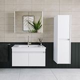 Roomart Tm3 Ayaksız 2 Kapaklı Lavabolu Beyaz Mdf 85 Cm Banyo Dolabı Aynalı Üst Dolap Boy Dolabı Bute Beyaz