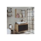Roomart Tm7.2 Ahsap-Antrasit Mdf 85 Cm Banyo Dolabi + Aynali Banyo Ust Dolabi