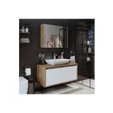 ROOMART Tm7.2 Ayaksız 2 Kapaklı Lavabolu Ahşap-mat Beyaz Mdf 100 Cm Banyo Dolabı+aynalı Üst Dolabı