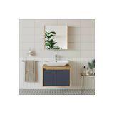 Roomart Tm7.2 Lavabolu Ahsap-Antrasit Mdf 65 Cm Banyo Dolabi + Aynali Banyo Ust Dolabi
