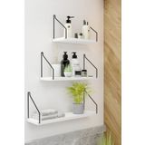 Roomie Home Duvar Rafı 3’lü Set Kitaplık Mutfak Banyo Yaşam Alanı Beyaz