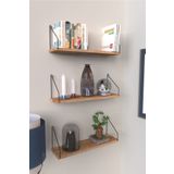 Roomie Home Duvar Rafı Kitaplık Mutfak Banyo Yaşam Alanı 3 'lü Set 15 X 55 Cm .