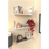 Roomie Home Duvar Rafı Kitaplık Mutfak Banyo Yaşam Alanı 3'lü Set 15x55 Cm