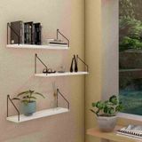 Roomiehome Duvar Rafı Kitaplık Mutfak Banyo Yaşam Alanı 3 Lü Set 15X40 Cm