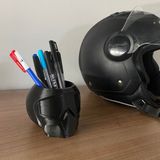 Root Made Dekoratif Kalemlik Motor Kaskı Şeklinde Kalemlik Masa Organizer Ofis Organizer Motorsiklet Aksesuar - Siyah