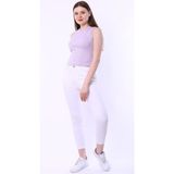 Rooted Kadın Sıfır Kol Bluz, Fitilli Kaşkorse Bluz Kumaş - Lila