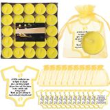 Roowest 50 Set Bebek Duş Şekeri Konuklar için Çay Işık Mumları Sevimli Bebek Duş Süslemeleri Kartlar ve Organze Çantalar Kız Erkek Misafirler Arkadaş Bebek Duş Parti Hediyeleri (Sarı)