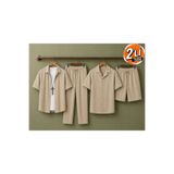 RooY Tekstil ROOY Bürümcük Krinkıl Kumaş Yazlık Likralı 2 li Gömlek Pantalon + Gömlek ŞortTakım