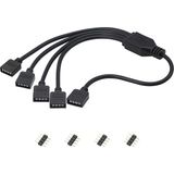 Ropcomp Pc Kasa ve LED Aydınlatma Için 4 Çıkışlı 4-Pin Rgb Splitter - 0 - Siyah - 30 cm