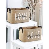 Rope Home 2'li Set Jüt, Dolap Içi Çamaşır Çocuk Odası Oyuncak Düzenleyici Katlanır, Saklama Sepeti Organizer - Jüt Dikdörtgen Sepet - Kahverengi