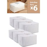Rope Home 6 Lı Home Sweet Home Baskılı Beyaz Orta Boy Baza Altı Kazak Pike Battaniye Hurcu 52 x 28 x 31 cm