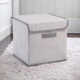 Rope Home Gri Çizgili Kapaklı Dolap Içi Çamaşır Oyuncak Düzenleyici Katlanır Saklama Kutusu 30X30X30 - Raf Düzenleyici