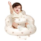 ROPECUBE Şişirilebilir büyük oturma sandalyesi bebekler için 3-36 ay, tepsili şişirilebilir bebek sandalyesi, iç ve dış mekan için dahili hava pompalı bebek sırt desteği kanepe (Brown Bear Plus)