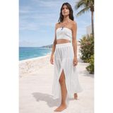 Rora Straplez Büzgülü Crop Top Bluz