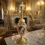 Rosaperla Gold Renk İtalyan Murano Camlı Şamdan El yapımı