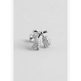 Rose 18 Ayar Beyaz Altın Kaplama Gümüş Flat-Lobe Piercing