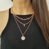 Rose 3lü Madalyon Kolye Seti