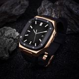 Rose Apple Watch Seri 2/3/4/5/6/7/8/se Stainless Luxury Çelik Kasa Rose Black Gold 44MM