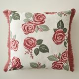 Rose Baskılı Kırlent Kılıfı Krem (43X43 Cm) - Custom