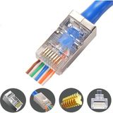 Rose Ez-45 RC-878 Ez Pass RJ45 8P8C Plug 100 Lü Paket (Yeni Nesil Delikli Jack Metal)