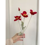 Rose Garden Decor 4 Lü Gelincik Çiçeği Bordo Renk Tek Dal
