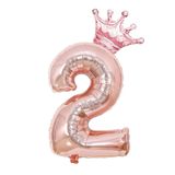 Rose Gold 2 Rakam Folyo Ve Kral Tacı Folyo Balon