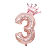 Rose Gold 3 Rakam Folyo Ve Kral Tacı Folyo Balon