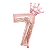 Rose Gold 7 Rakam Folyo Ve Kral Tacı Folyo Balon