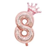Rose Gold 8 Rakam Folyo Ve Kral Tacı Folyo Balon