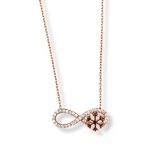 Rose Gold Beyaz & Siyah Işıltılı Infinity Hayalet Gümüş Kadın Sonsuzluk Kolye