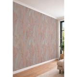 Rose Gold Detaylı Gri Tropikal Yaprak Desenli Tek Parça Tekstil Duvar Kağıdı, 200 x 100