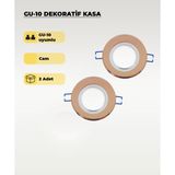 Rose Gold Gu10 Uyumlu Cam Spot Kasa (2 Adet) – Dekoratif Gömme Tavan Uyumlu