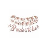 Rose Gold Konfetili Şeffaf Balon Rose Gold Bride To Be Kaligrafi Banner Yazı
