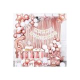 Rose Gold Kral Taçli Doğum Günü Balon Zincir Set, 6